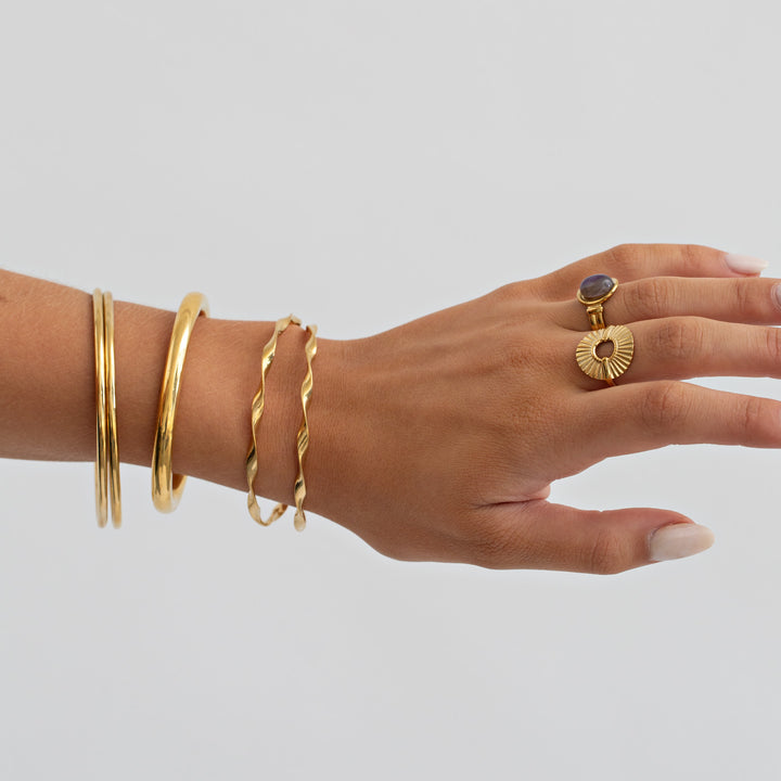 Juni - Bracelet jonc torsadé ondulé en acier inoxydable