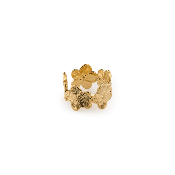 Ruta - Bague Ajustable en Fleurs en Acier Inoxydable