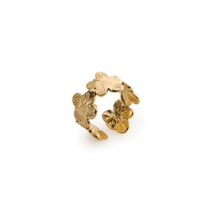 Ruta - Bague Ajustable en Fleurs en Acier Inoxydable