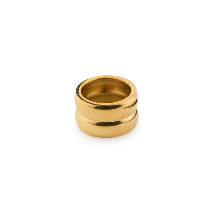 Nellie - Bague Duo Double Dôme en Acier Inoxydable