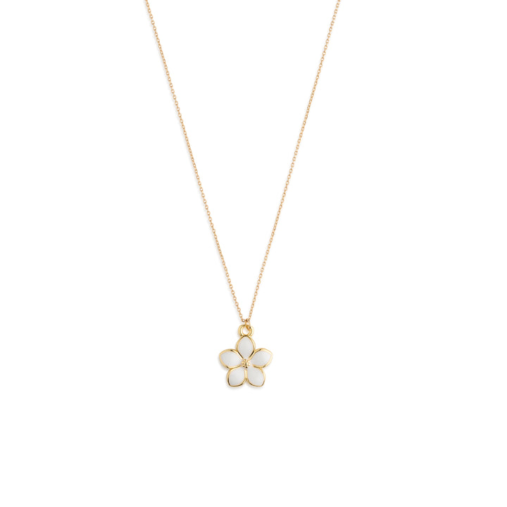 Gene - White Enamel Flower Dangling Necklace