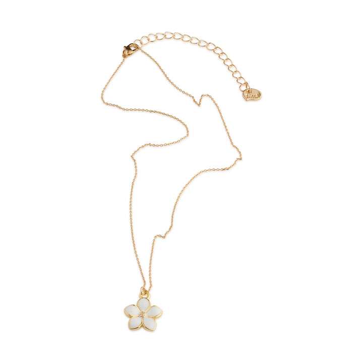 Gene - White Enamel Flower Dangling Necklace