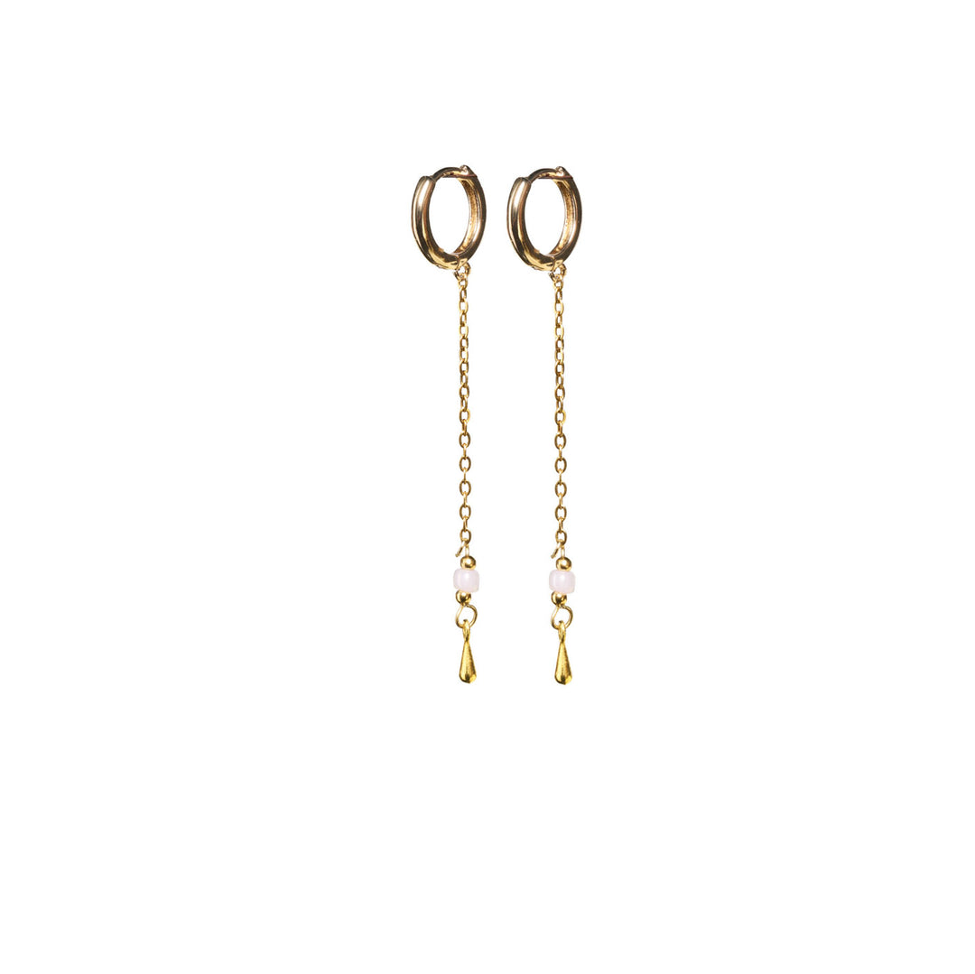 Alda - Boucles d'oreilles créoles à chaîne pendantes