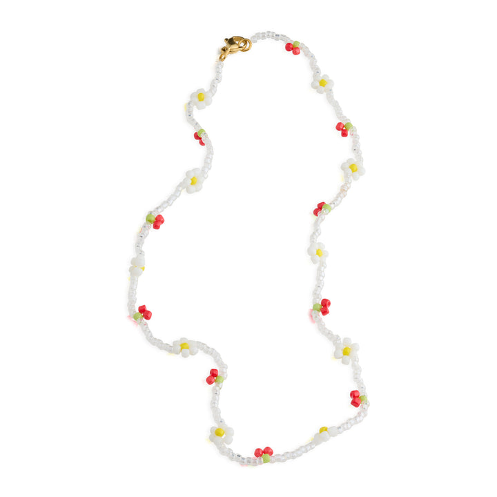 Lovis - Collier de perles cerise et fleur