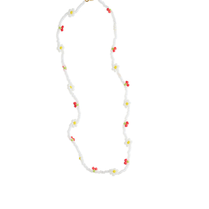 Lovis - Collier de perles cerise et fleur