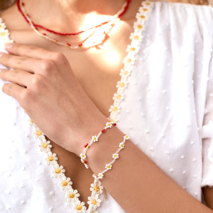 Lovis - Kersen- en Bloemkralenarmband