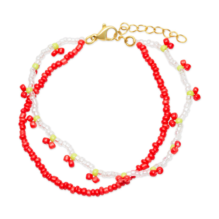 Leonie - Bracelet double perles cerises