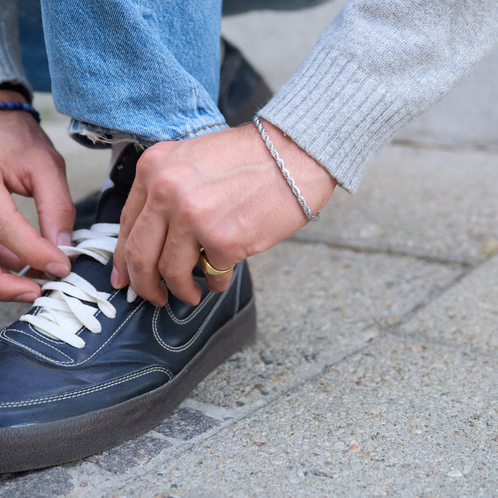 Gustav - koordketting armband roestvrij staal
