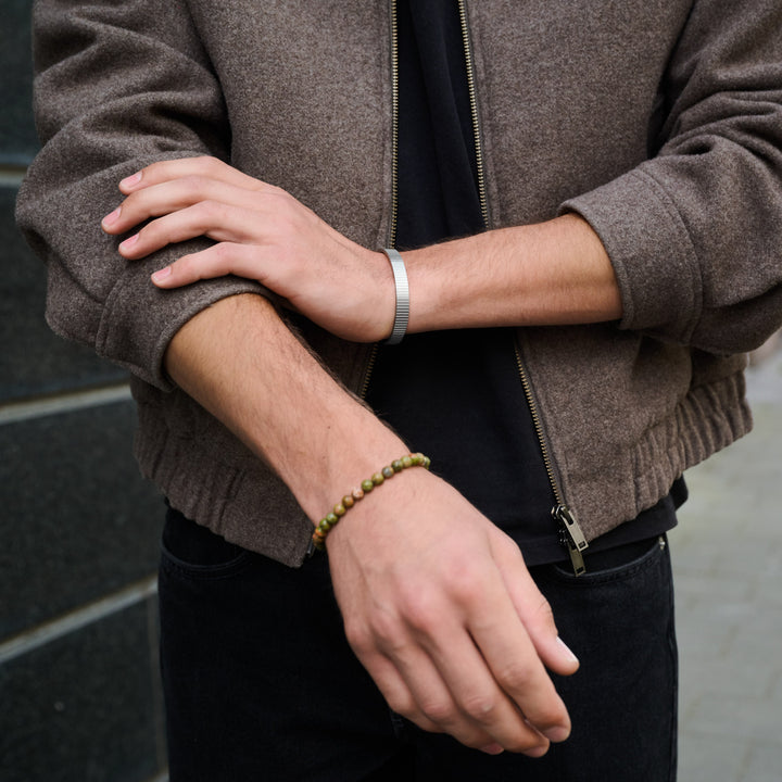 Tage - Geribbelde Bangle Armband Roestvrij Staal