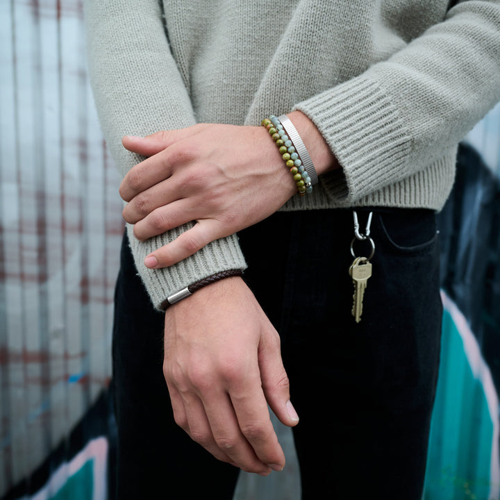 Tage - Geribbelde Bangle Armband Roestvrij Staal