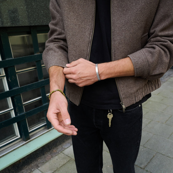 Tage - Geribbelde Bangle Armband Roestvrij Staal