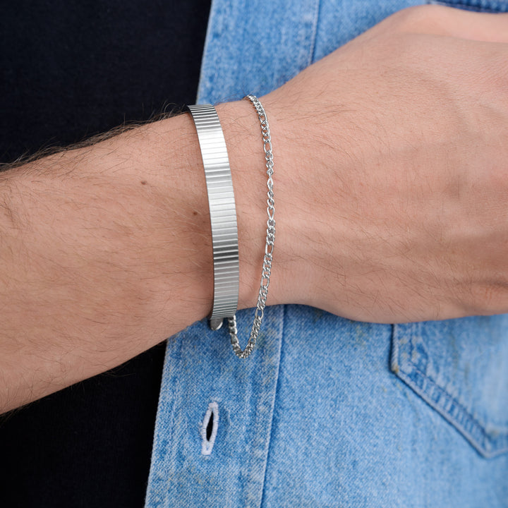 Tage - Geribbelde Bangle Armband Roestvrij Staal