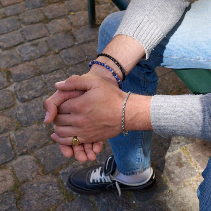 Oliver - Leren Armband Roestvrij Staal