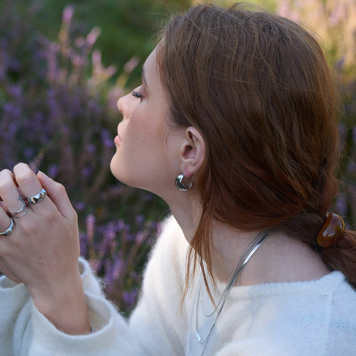 Selena - Boucles d'oreilles clous Chunky en acier inoxydable