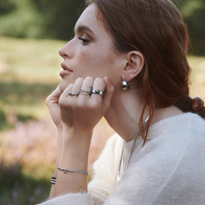 Selena - Boucles d'oreilles clous Chunky en acier inoxydable