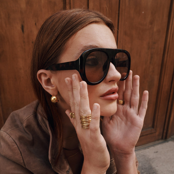 Selena - Boucles d'oreilles clous Chunky en acier inoxydable