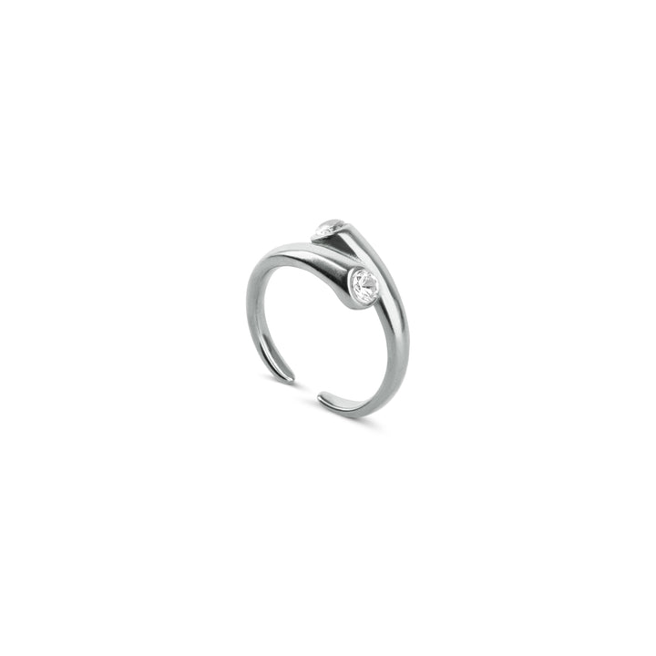 Tomine - Bague Crystal Hug en acier inoxydable