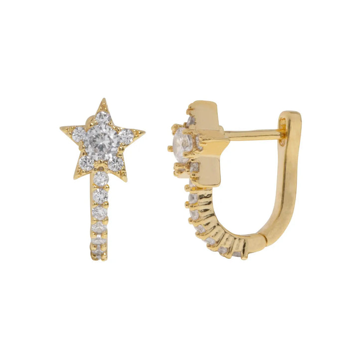 Aurora - Rectangular Crystal Star Hoop Earrings