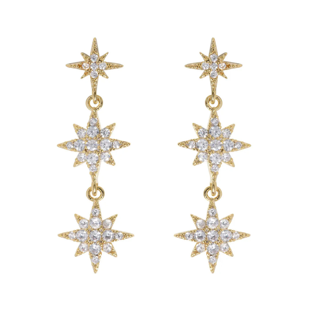 Aurora - Dangling Crystal Star Stud Earrings