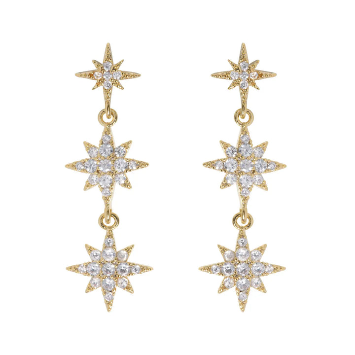 Aurora - Dangling Crystal Star Stud Earrings