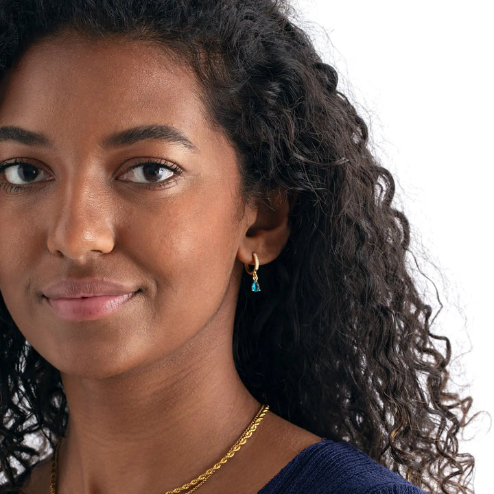 August - Blue Crystal Hoop Earrings Timi of Sweden