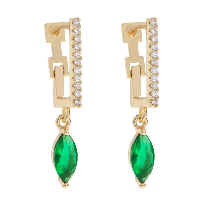 Amanda - Green Crystal Hoop Earrings