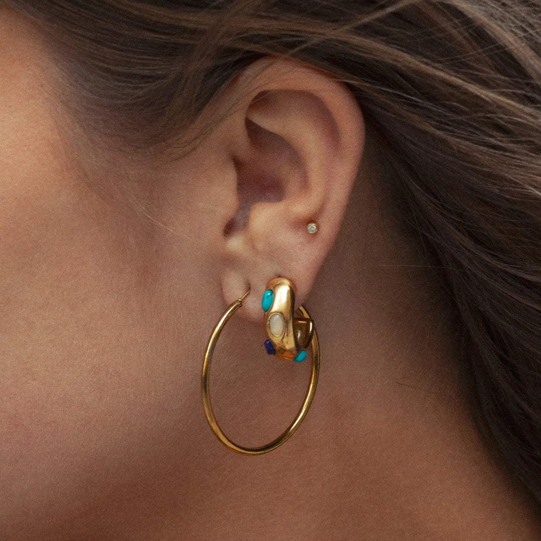 Elena - Semi Precious Hoop Earrings Stainless Steel Timi of Sweden