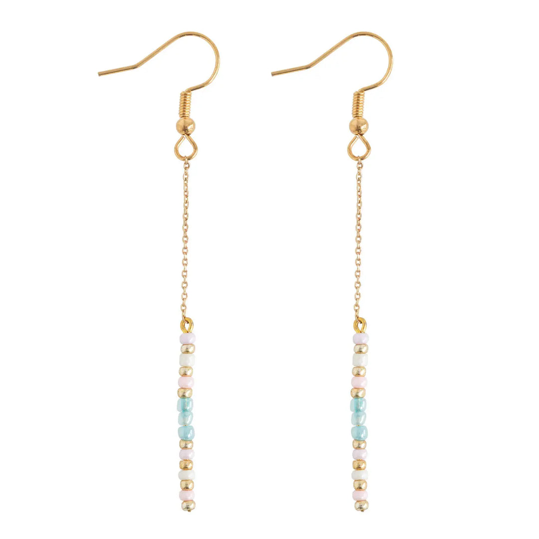Sigrid - Flower and Pearl Pastel Bead Summer Hoop Earrings