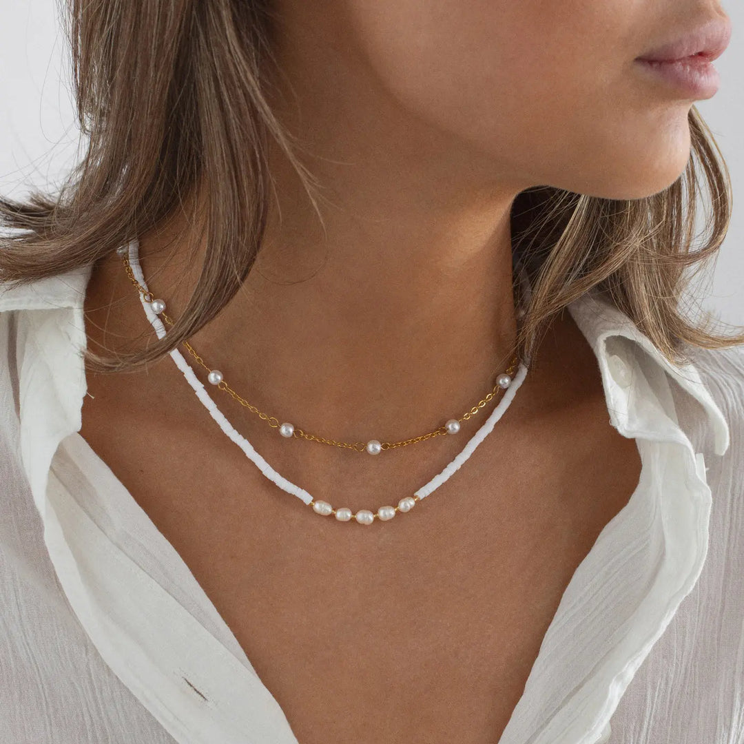 Zora - Pearl White Bead Necklace