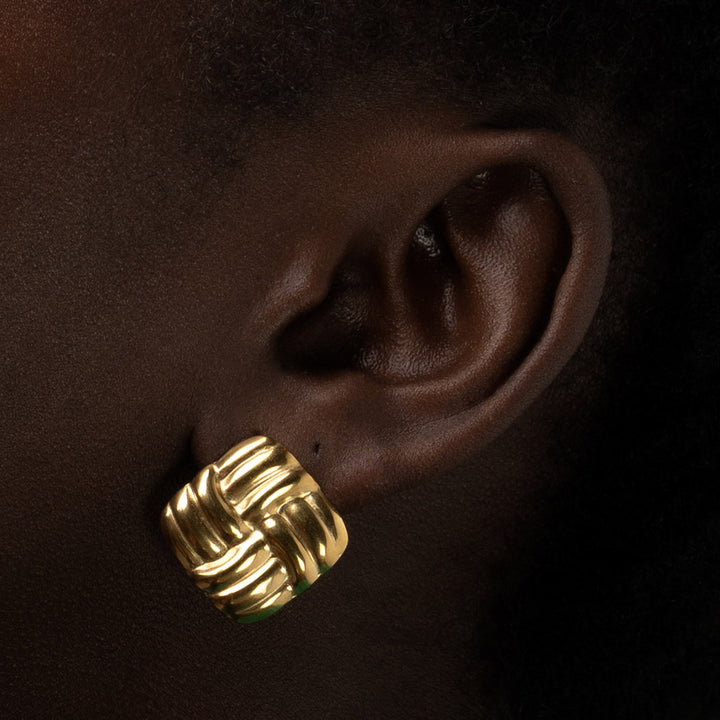 Hilde - Boucles d'oreilles en acier inoxydable en forme de nœud