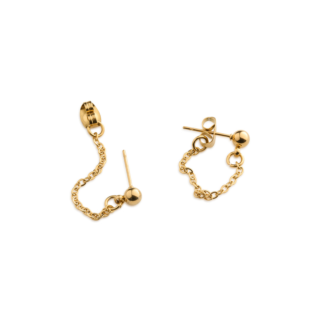 Lumi - Boucles d'oreilles chaîne minimalistes en acier inoxydable