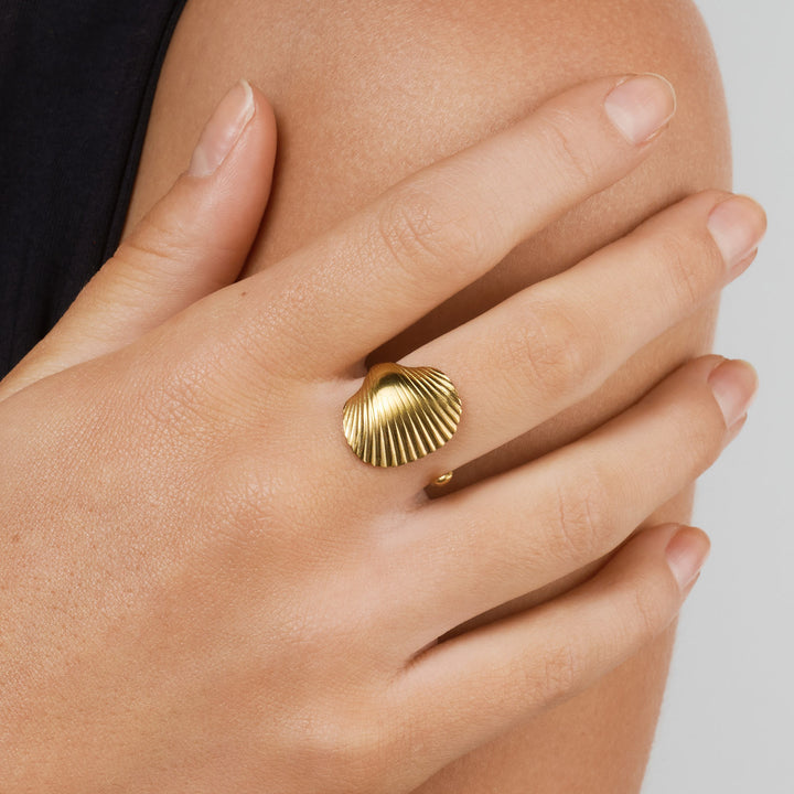 Ane - Seashell Open Ring Stainless Steel