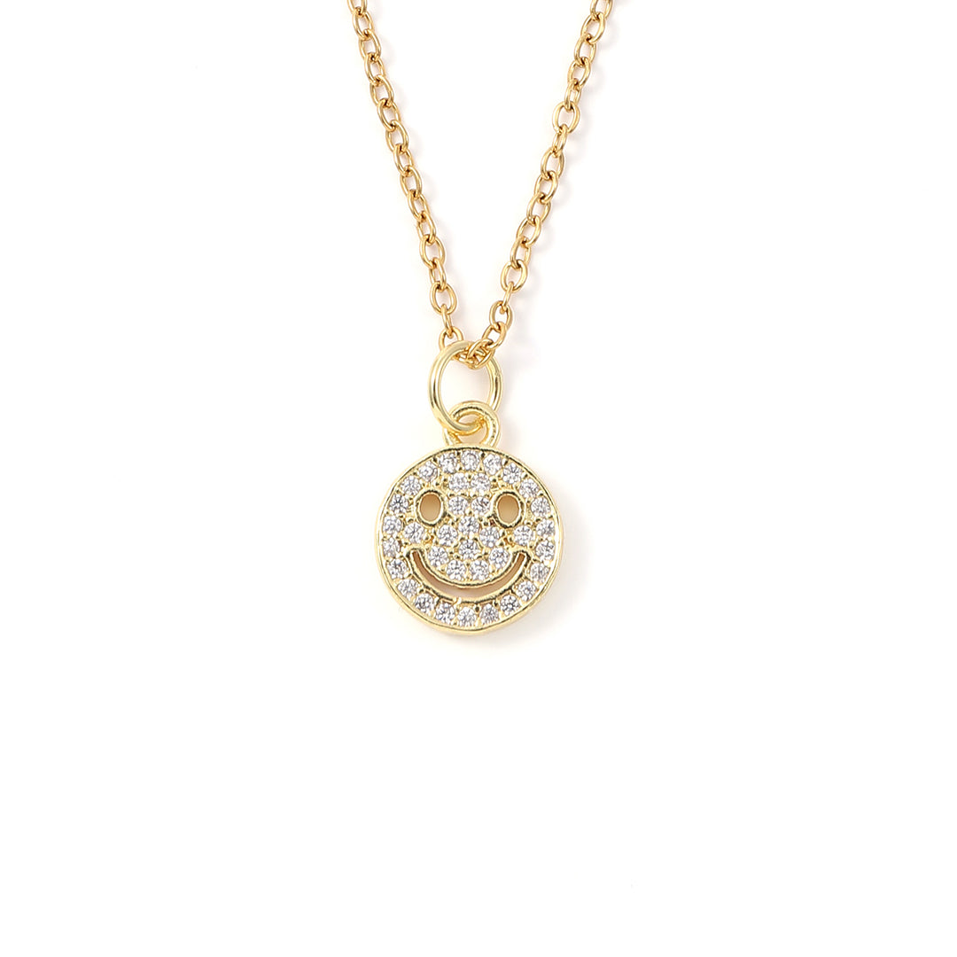 Lovely - Glimlachende Gezicht Charm Dangle Ketting Goud