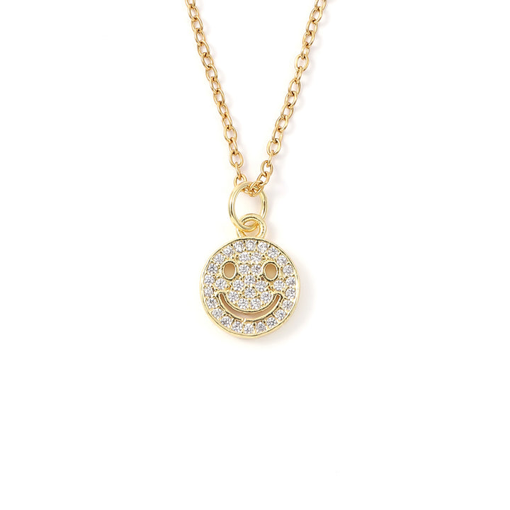 Lovely - Glimlachende Gezicht Charm Dangle Ketting Goud