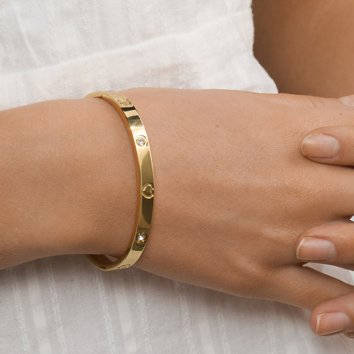 Gia - Kristallen Hart Bangle Armband RVS