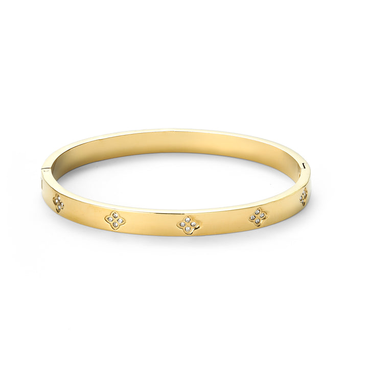 Liv - Bracelet Bangle en Cristal Trèfle en Acier Inoxydable
