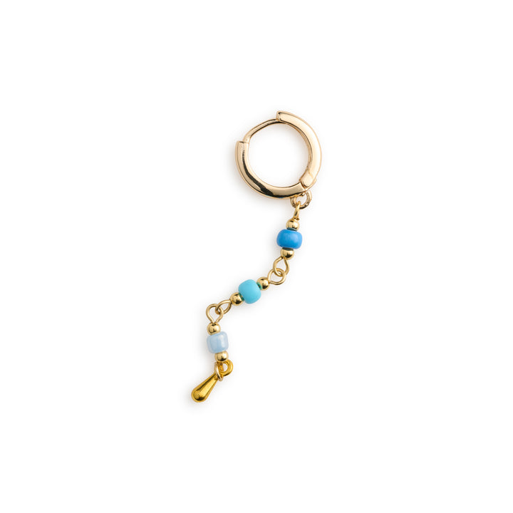 Alia - Blue Bead Hoop Earrings Stainless Steel