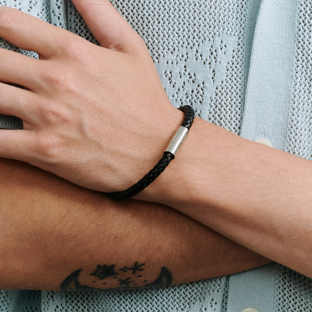 Oliver - Leren Armband Roestvrij Staal