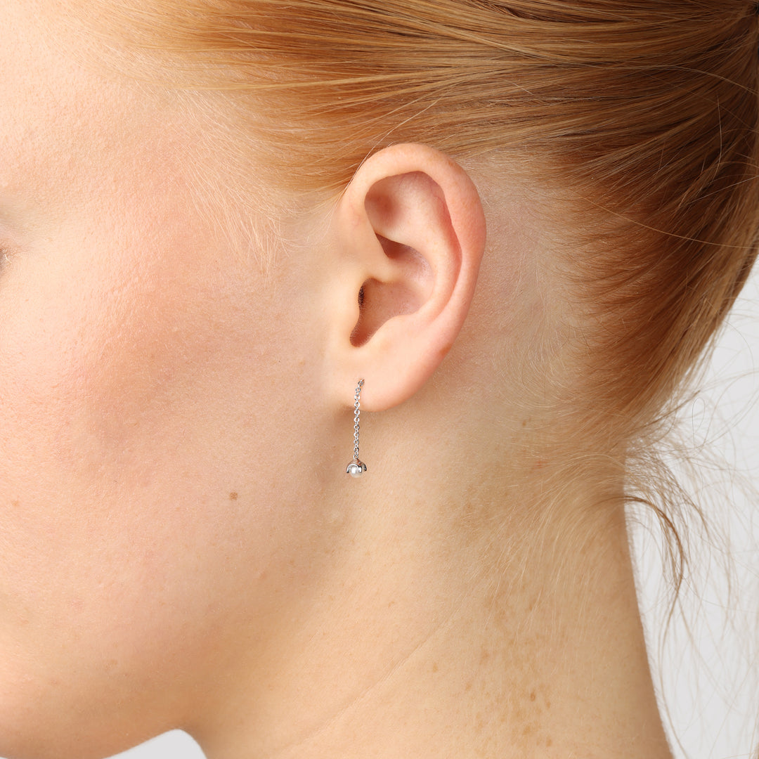 Jill - Boucles d'oreilles chaîne de perles en acier inoxydable