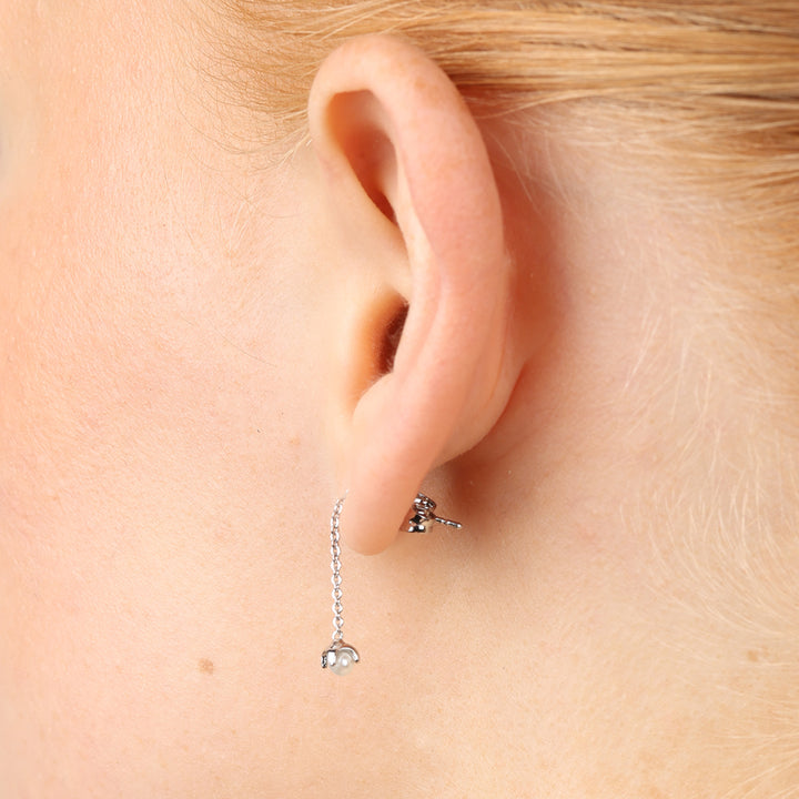 Jill - Boucles d'oreilles chaîne de perles en acier inoxydable