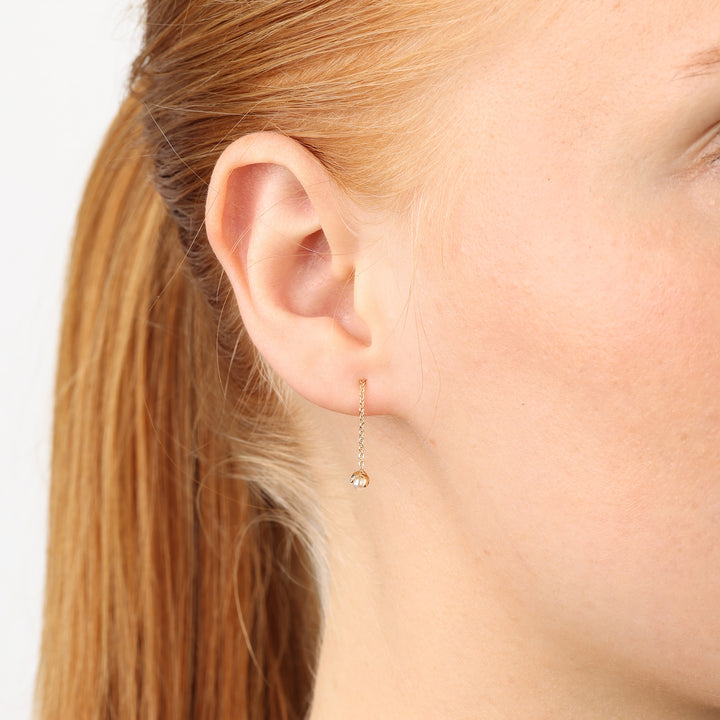 Jill - Boucles d'oreilles chaîne de perles en acier inoxydable