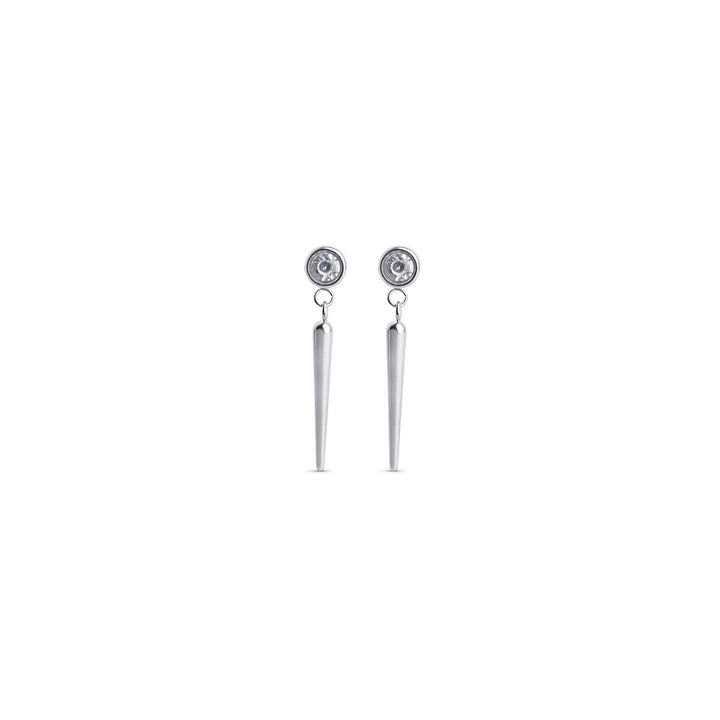 Bim - Boucles d'oreilles à pointe en cristal en acier inoxydable