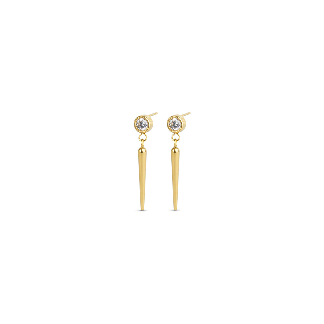 Bim - Boucles d'oreilles à pointe en cristal en acier inoxydable