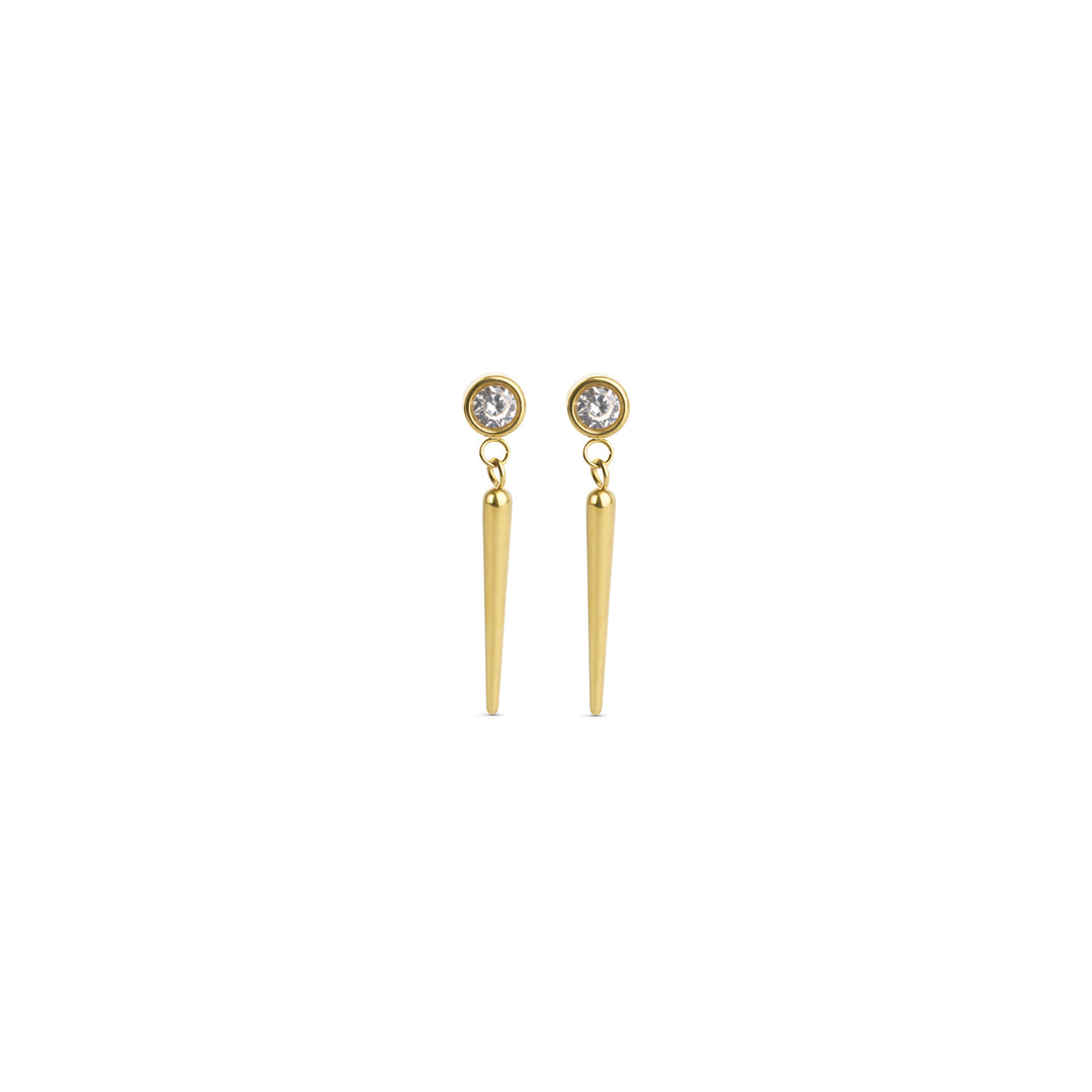 Bim - Boucles d'oreilles à pointe en cristal en acier inoxydable