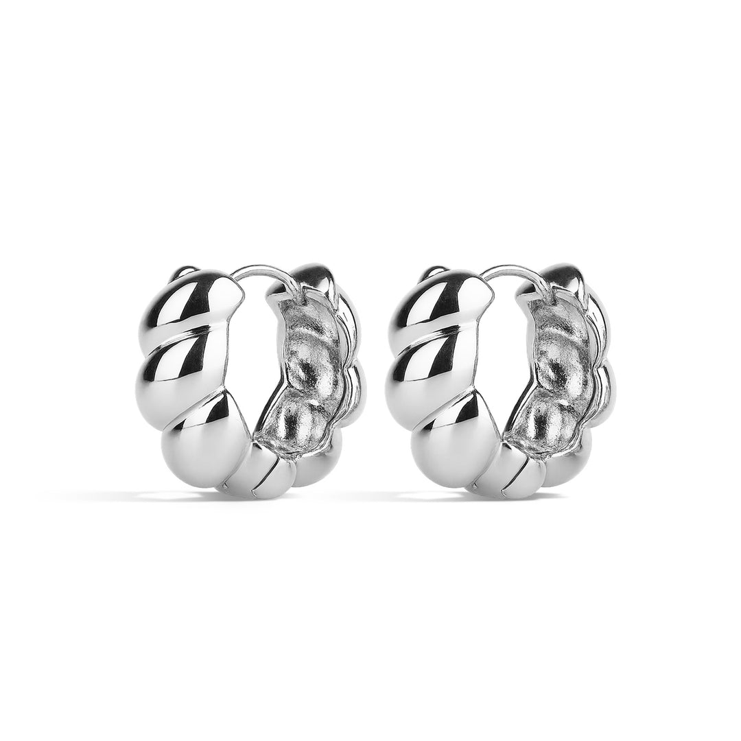 Naia - Boucles d'oreilles créoles croissant en acier inoxydable