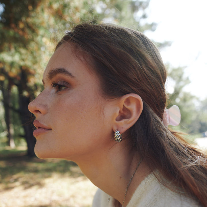 Naia - Boucles d'oreilles créoles croissant en acier inoxydable