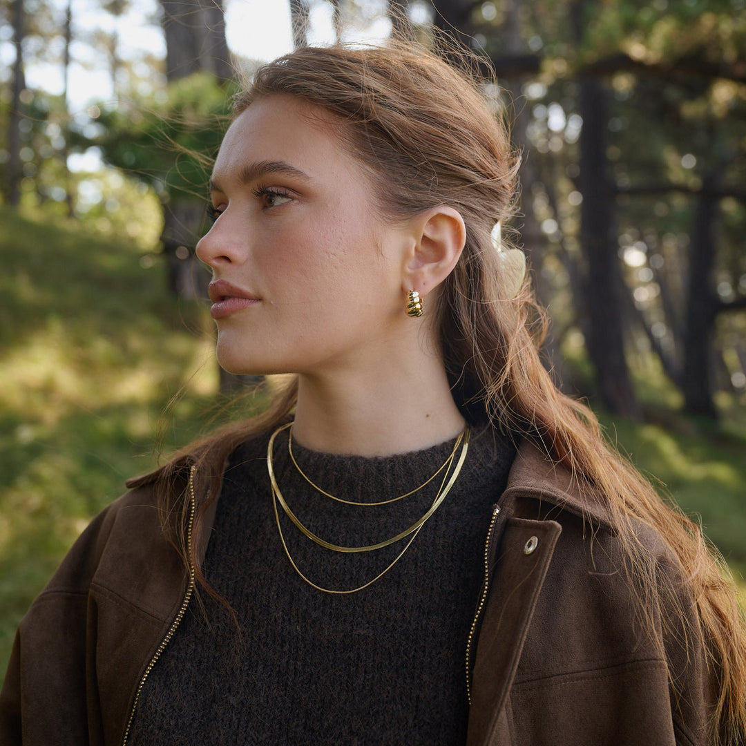 Naia - Boucles d'oreilles créoles croissant en acier inoxydable