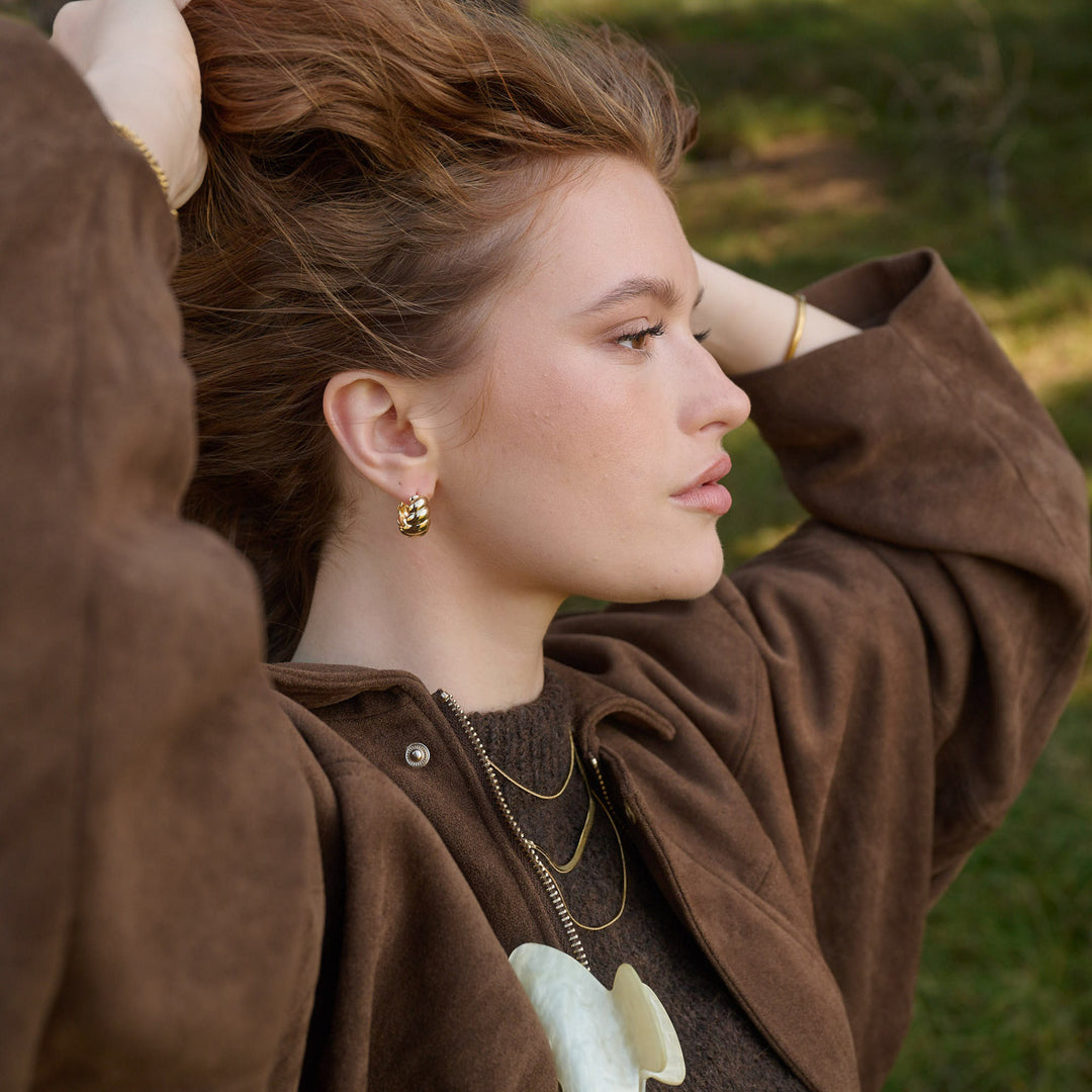 Naia - Boucles d'oreilles créoles croissant en acier inoxydable