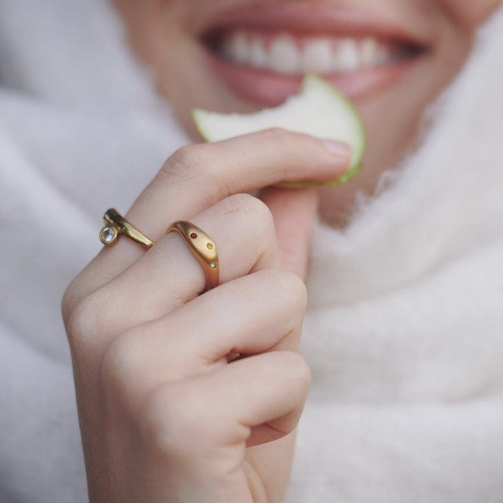 Tomine - Kristallen Omhelzing Ring Roestvrij Staal