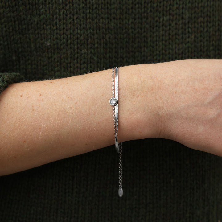 Solvej - Duo Ketting Armband Roestvrij Staal